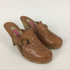 Isaac Mizrahi Blondie Mules Heels Leather Upper